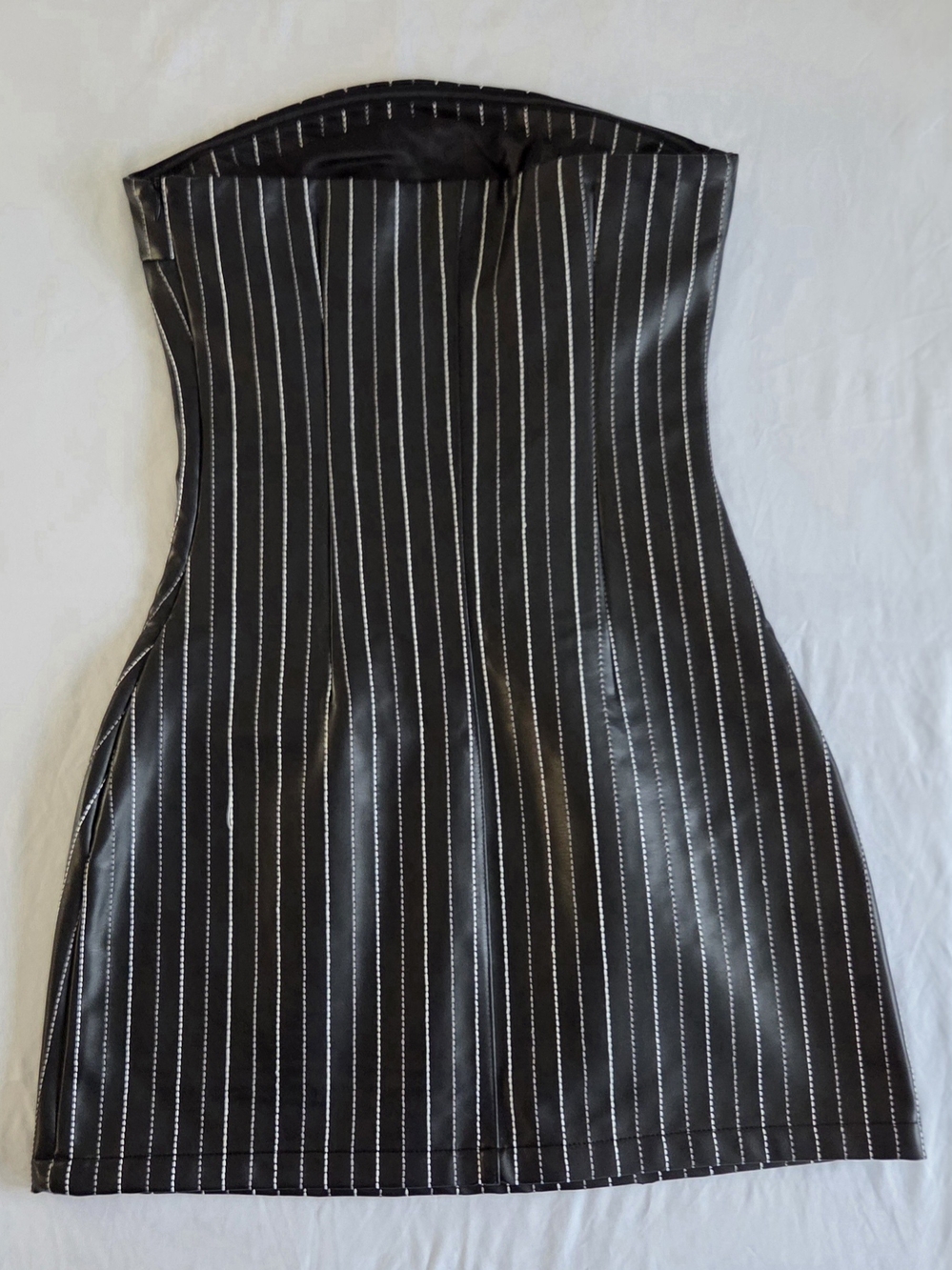 Nasty Gal Black Strapless Pinstripe Mini Dress - Picture 2 of 4